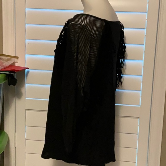 Cato Black Mesh Sleeve Blouse - Picture 8 of 11